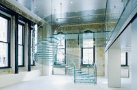 All-glass spiral staircase for Apple Store Glasgow, made by seele