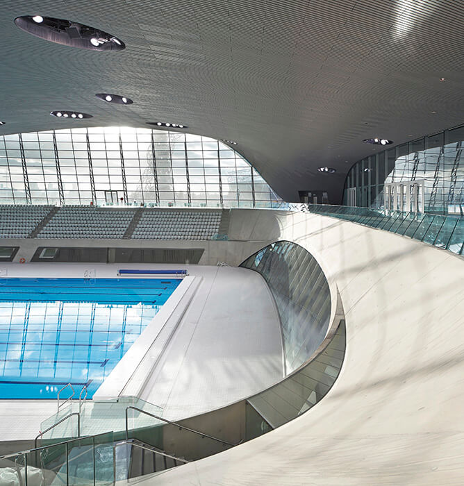 Façade specialist seele realized numerous façade solutions to rewuire the U-value for indoor swimming pools.