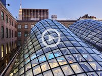 Steel-and-glass roof of Moynihan Train Hall, New York made by seele