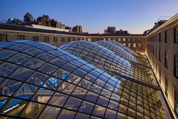 Four gridshell roof structures made by seele span the new Moynihan Train Hall