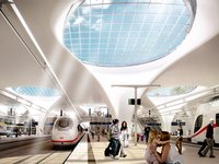 The skylights made by seele will provide the new underground train station with daylight and fresh air.
