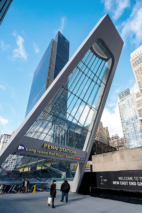 Neuer Eingang an der 33rd Street Penn Station mit einer Seilfassade aus Stahl und Glas von seele.