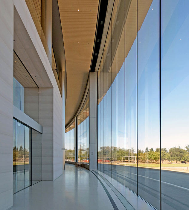 The whole complex of the Apple Park in Cupertino has a radius of 232m.