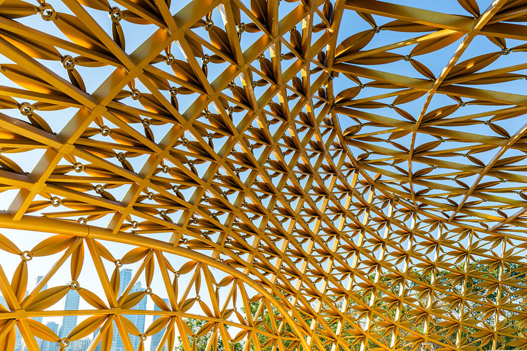 The roof structure of the butterfly house has a very complex geometry.